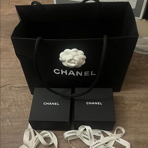 Chanel Black Gift Set with White Ribbons